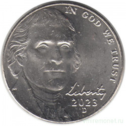 Монета. США. 5 центов 2023 год. Монетный двор D.