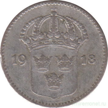 Монета. Швеция. 10 эре 1918 год.