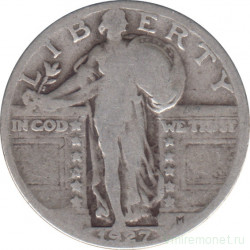 Монета. США. 25 центов 1927 год.