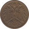 Монета. Австро-Венгерская империя. 2 геллера 1897 год. рев.