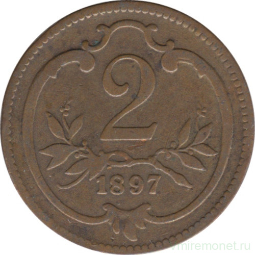 Монета. Австро-Венгерская империя. 2 геллера 1897 год.