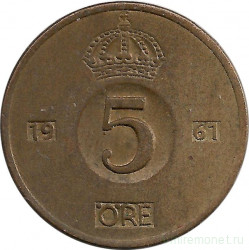Монета. Швеция. 5 эре 1961 год (TS).