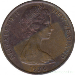 Монета. Новая Зеландия. 2 цента 1976 год.