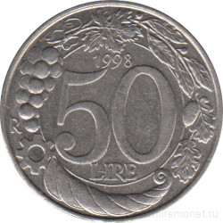 Монета. Италия. 50 лир 1998 год.