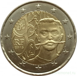 Монета. Франция. 2 евро 2013 год. 150 лет со дня рождения Пьера де Кубертена.