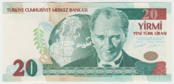Банкнота. Турция. 20 лир 2005 год.