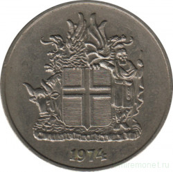 Монета. Исландия. 10 крон 1974 год.