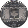 Монета. Канада. 25 центов 2015 год. 50 лет флагу Канады. ав.