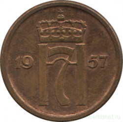 Монета. Норвегия. 1 эре 1957 год.