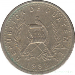 Монета. Гватемала. 10 сентаво 1998 год.