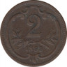 Монета. Австро-Венгерская империя. 2 геллера 1899 год. ав.