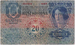Банкнота. Австро-Венгрия. 20 крон 1913 год.
