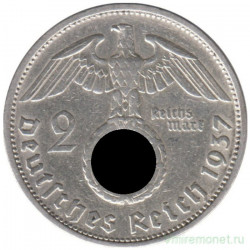 Монета. Германия. Третий Рейх. 2 рейхсмарки 1937 год. Монетный двор - Штутгарт (F).