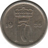 Монета. Норвегия. 25 эре 1955 год. ав.