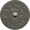  Монета. Норвегия. 1 крона 1997 год. ав.