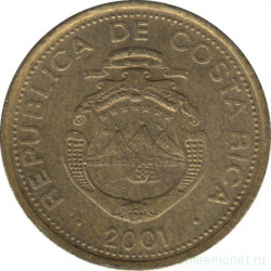Монета. Коста-Рика. 5 колонов 2001 год.
