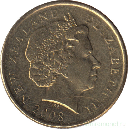 Монета. Новая Зеландия. 1 доллар 2008 год.