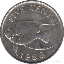 Монета. Бермудские острова. 5 центов 1988 год.