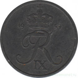Монета. Дания. 2 эре 1959 год.