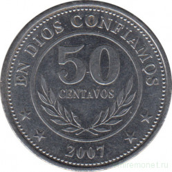 Монета. Никарагуа. 50 сентаво 2007 год.