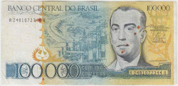 Банкнота. Бразилия. 100 крузадо 1986 год. Тип 211a.