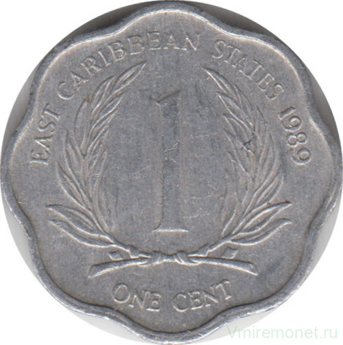Монета. Восточные Карибские государства. 1 цент 1989 год.