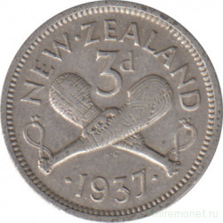 Монета. Новая Зеландия. 3 пенса 1937 год.