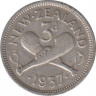 Монета. Новая Зеландия. 3 пенса 1937 год. ав.