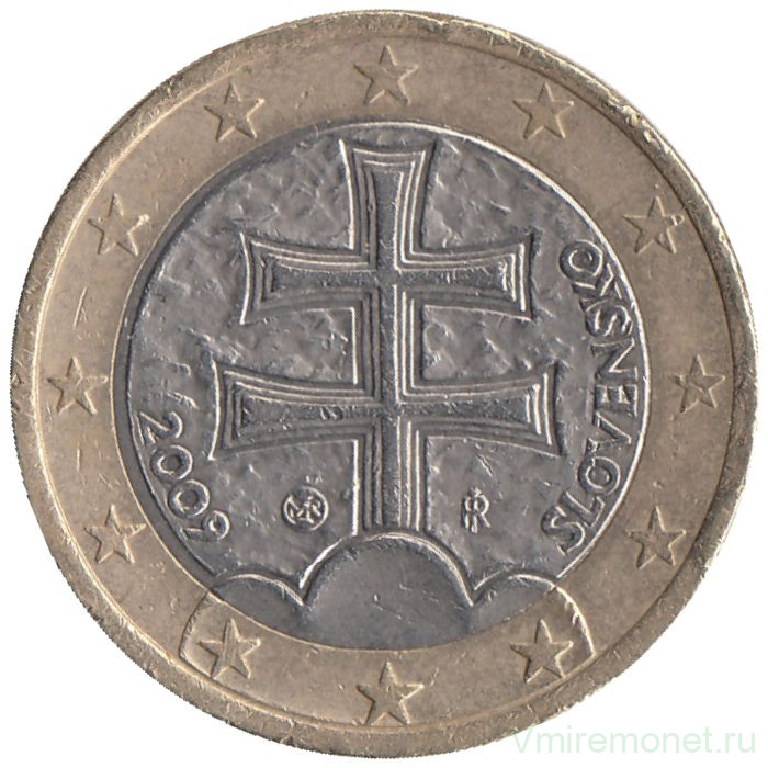 Монета. Словакия. 1 евро 2009 год.