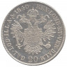 Монета. Австрийская империя. 20 крейцеров 1840 год. Монетный двор А. 