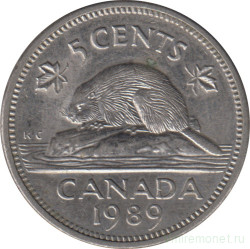 Монета. Канада. 5 центов 1989 год.