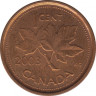 Монета. Канада. 1 цент 2003 год. Цинк покрытый медью. Новый тип. ав.