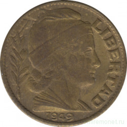 Монета. Аргентина. 10 сентаво 1949 год.