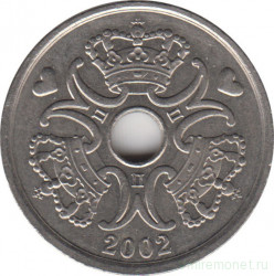 Монета. Дания. 2 кроны 2002 год.