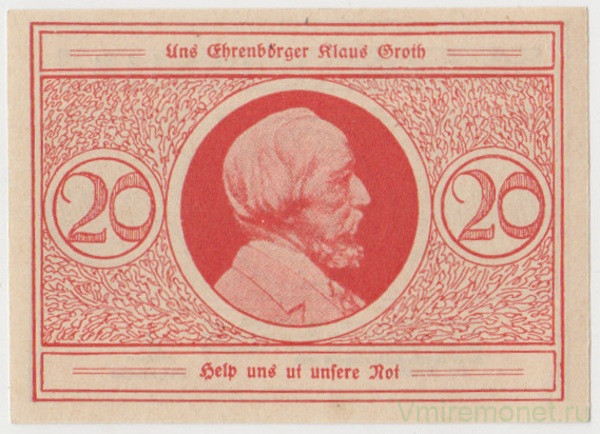 Бона. Нотгельд. Германия. Город Хайде. 20 пфеннигов 1921 год. Вариант 588.1.а.1.