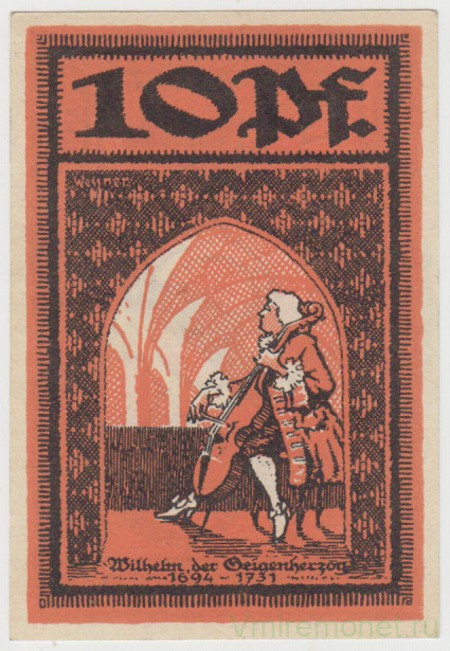 Бона. Нотгельд. Германия. Город Мерсбург. 10 пфеннигов 1921 год. Вариант 884.1.2.