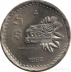 Монета. Мексика. 5 песо 1982 год.
