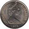 Монета. Каймановы острова. 10 центов 1972 год. ав.