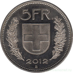 Монета. Швейцария. 5 франков 2012 год.