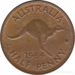 Монета. Австралия. 1/2 пенни 1964 год.