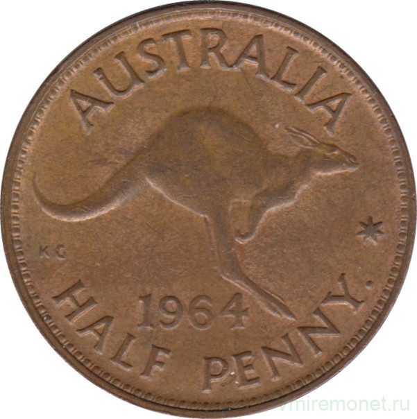 Монета. Австралия. 1/2 пенни 1964 год.