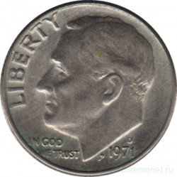 Монета. США. 10 центов 1971 год. Монетный двор D. 