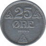 Монета. Норвегия. 25 эре 1944 год. ав.