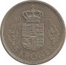 Аверс. Монета. Дания. 5 крон 1977 год.
