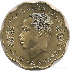 Монета. Танзания. 10 центов 1981 год.