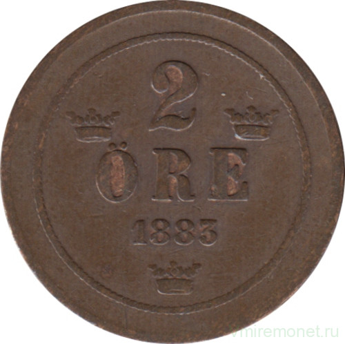 Монета. Швеция. 2 эре 1883 год.