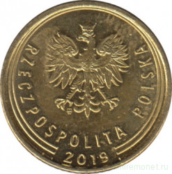 Монета. Польша. 1 грош 2019 год.