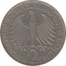 Монета. ФРГ. 2 марки 1960 год. Макс Планк. Монетный двор - Карлсруэ (G). рев.