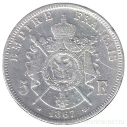 Монета. Франция. 5 франков 1867 год. А.