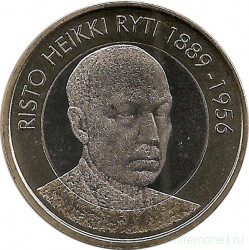 Монета. Финляндия. 5 евро 2017 год. Президент Финляндии Ристо Рюти.